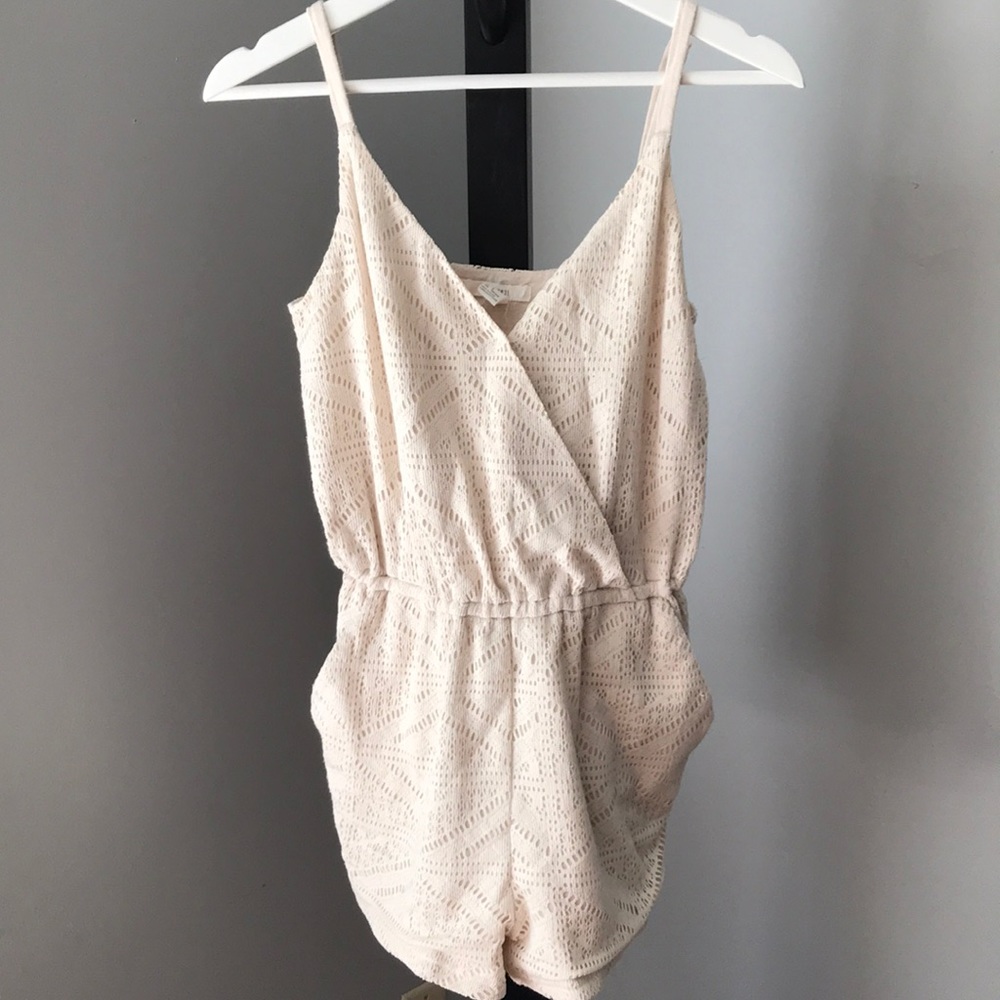Cream Crochet Romper